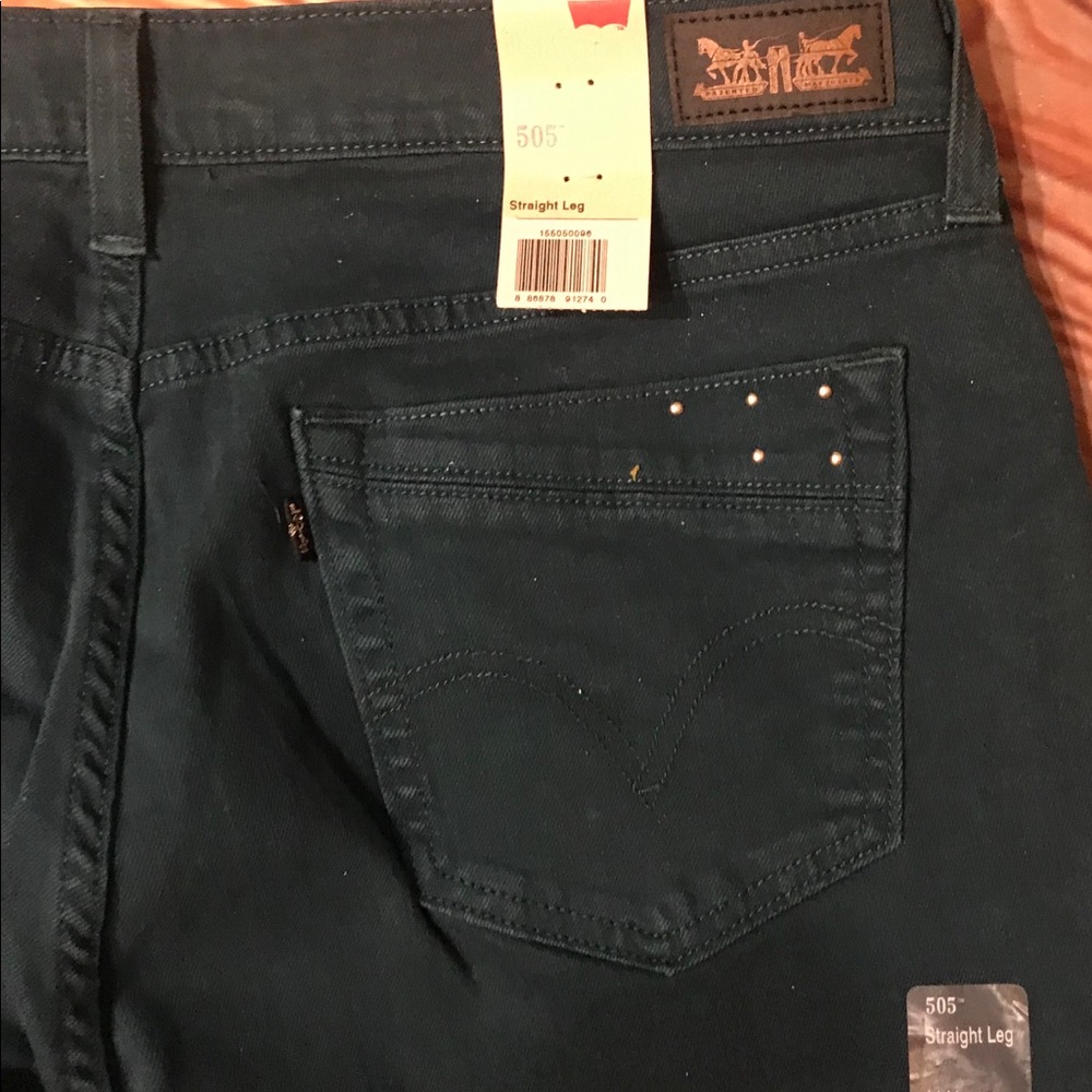 Levi’s 505 Straight leg mid rise dark green jeans